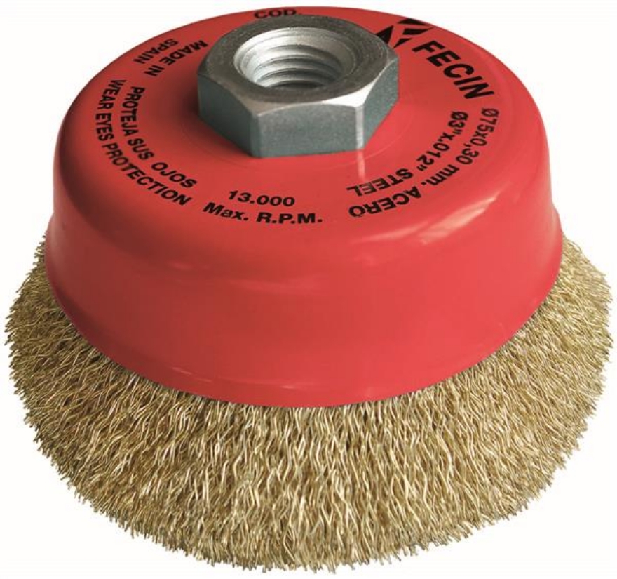 Fecin Crimped Wire Steel Cup Brush 60mmxM14