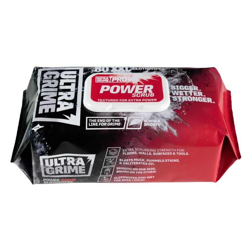 Ultragrime Pro Power Scrub Wipes 80Pk